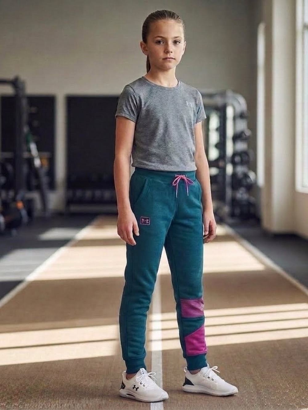 Under Armour Jogger Youth Medium NEW Girls Fleece Sweatpants Coldgear Teal